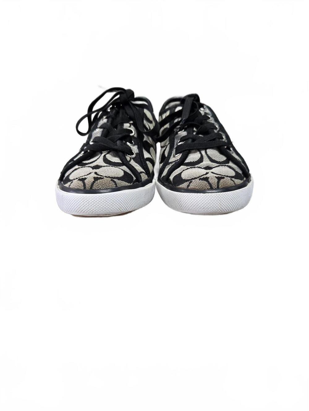 Coach Women's Signature Logo Canvas Sneakers Black and White